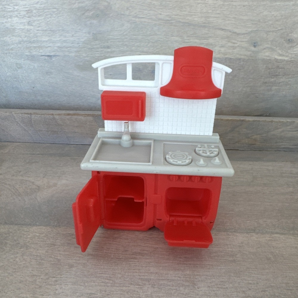 Vintage Little Tikes Dollhouse furniture red‎ kitchen stove/sink